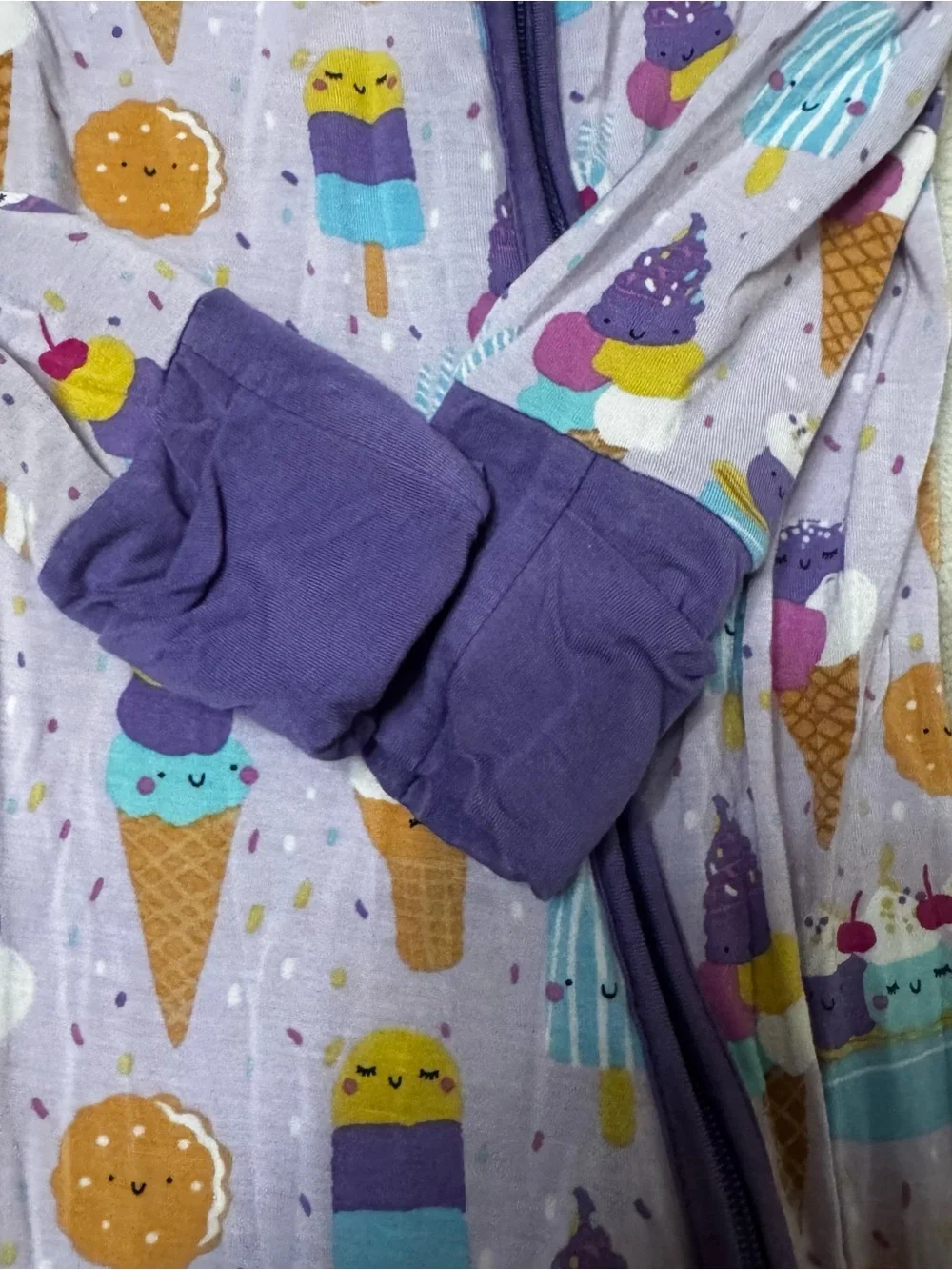 Little Sleepies 6-12 months Ice Cream Zippie Convertible hands and feet. VGUC